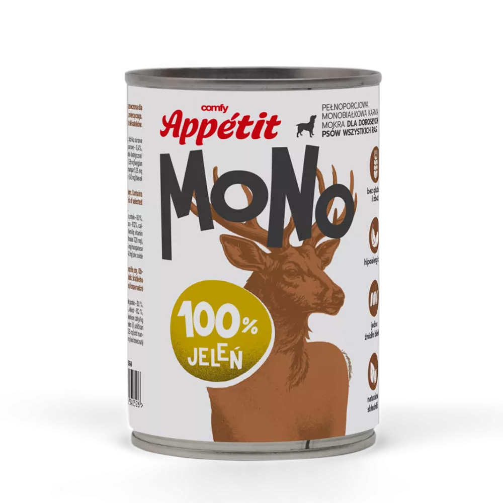 Comfy Appetit Mono Monoproteinowa Karma Mokra Dla Psa Puszka Zestaw 6 sztuk MIX 400g